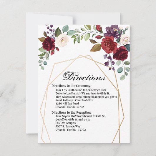 4.25x5.5方向カードホワイトローズ金ゴールド幾何学的 招待状 (正面)