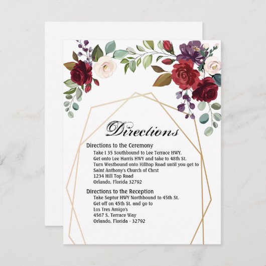 4.25x5.5方向カードホワイトローズ金ゴールド幾何学的 招待状 (正面/裏面)