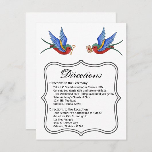 4.25x5.5方向カード鳥伝統的入れ墨Sp 招待状 (正面/裏面)