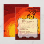 4.25x5.5 方向カード アフリカンサファリ きりん 太陽 招待状 (正面/裏面)