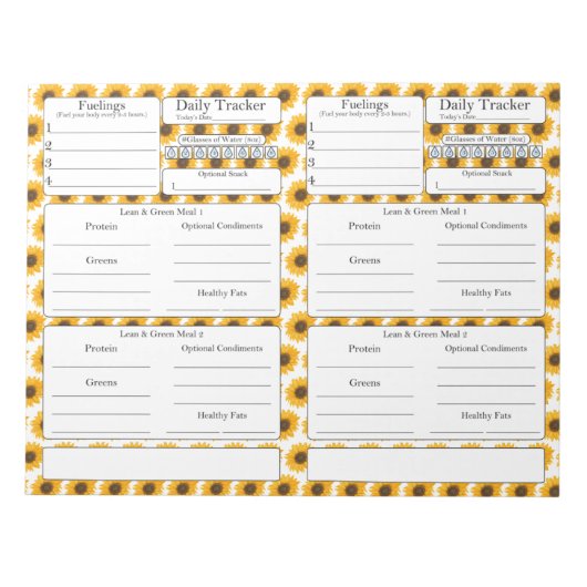 4-2-1食事トラッカー ノートパッド (正面)