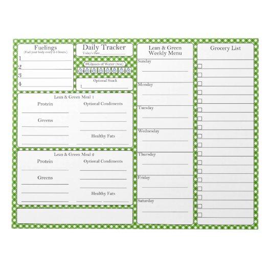 4-2-1食事トラッカー |プランナー |食料品リスト ノートパッド (正面)