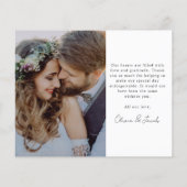 4.5x5.6ミニマリスト2写真結婚のサンキューカード (裏面)