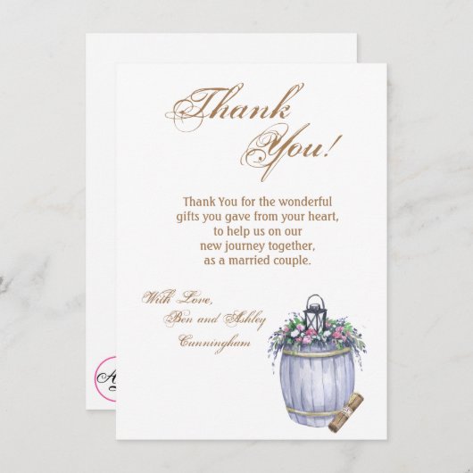 4.5x6.25サンキューカードサマーカントリーウェディングラス 招待状 (正面/裏面)