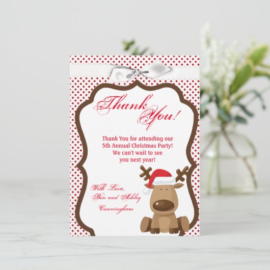 4.5x6.25サンキューカードトナカイのクリスマスクリスマスポー 招待状 (スタンド正面)