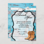 4.5x6.25サンキューカードブルーウッドバーンドアブーツ 招待状 (正面/裏面)