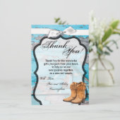 4.5x6.25サンキューカードブルーウッドバーンドアブーツ 招待状 (スタンド正面)