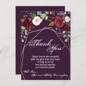 4.5x6.25サンキューカードプラムパープルバラ金ゴールド地域 招待状 (正面/裏面)