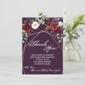 4.5x6.25サンキューカードプラムパープルバラ金ゴールド地域 招待状 (スタンド正面)