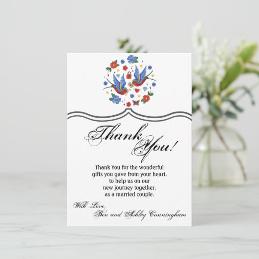 4.5x6.25サンキューカード伝統的バードタトゥーSp 招待状 (スタンド正面)