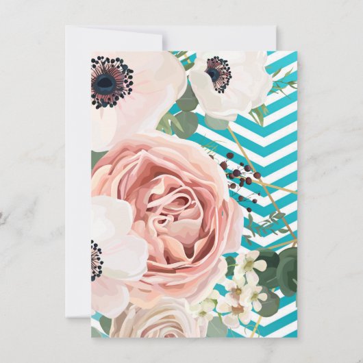 4.5x6.25サンキューカード幾何学模様バラChevron Tea 招待状 (裏面)