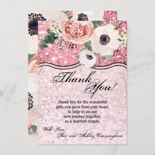 4.5x6.25サンキューカード幾何学的ガーデンバラグリット 招待状 (正面/裏面)