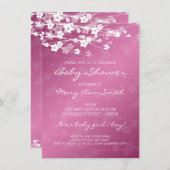 4.5x6.25ベビーシャワーさくらんぼブロッサムピンク 招待状 (正面/裏面)