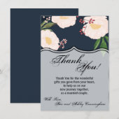 4.5x6.25 サイズの感謝カード 白地に花のデザイン 招待状 (正面/裏面)