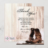 4.5x6.25 サイズ 感謝カード 長靴 カントリー ラスティック ウェスト 招待状 (正面/裏面)