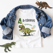 4-a-saurusかわいい恐竜の名前4th誕生日パーティー トドラーTシャツ