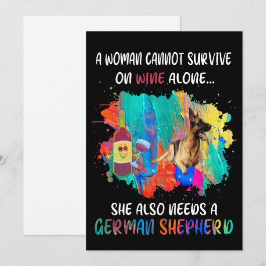 4 A Woman Cannot Survive On Wine Alone She Also Ne 招待状 (正面/裏面)