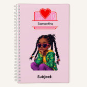 4 African American Girl Writing Supplies Students ノートブック (正面)