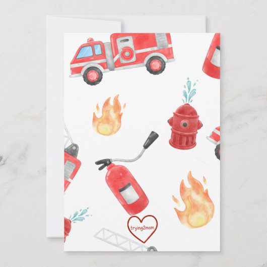 4 Alarm Fire Fighter 4th Birthday 招待状 (裏面)