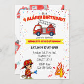 4 Alarm Fire Fighter 4th Birthday 招待状 (正面/裏面)