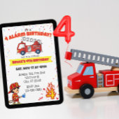4 Alarm Fire Fighter 4th Birthday 招待状