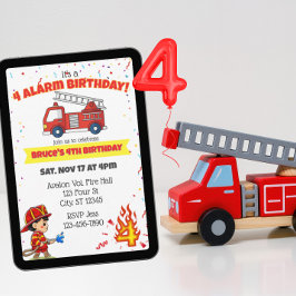 4 Alarm Fire Fighter 4th Birthday 招待状