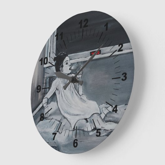 4 AM Painting by Alfred Fox ラージ壁時計 (傾斜)