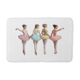 4 bailarinas con tutús rosa, amarillo, verde dulce バスマット