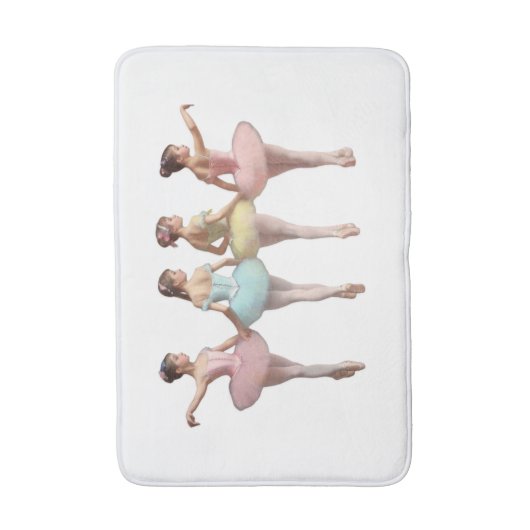 4 bailarinas con tutús rosa, amarillo, verde dulce バスマット (正面縦)
