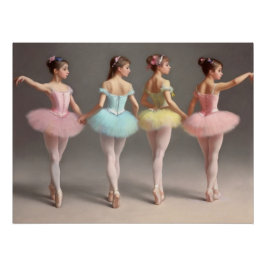 4 bailarinas con tutús rosa, amarillo, verde dulce ポスター