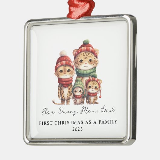 4 Cheetahの初めてのクリスマスとしての採用 メタルオーナメント (左)