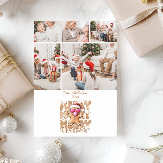 4 Cute Gingerbread Merry Christmas シーズンカード