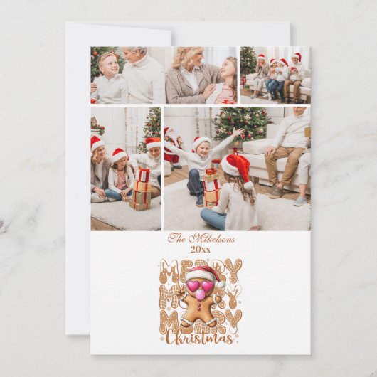 4 Cute Gingerbread  Merry Christmas  シーズンカード (正面)