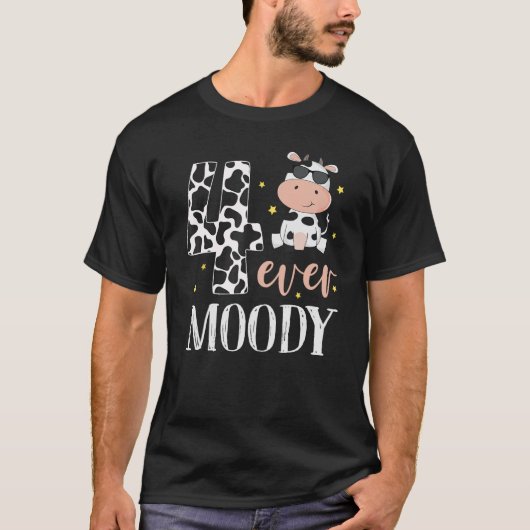 4 Ever Moody 誕生日コーデ 4歳の誕生日パーティー 牛 Tシャツ (正面)