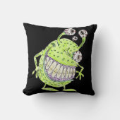 4 eyed green alien monster クッション (正面)