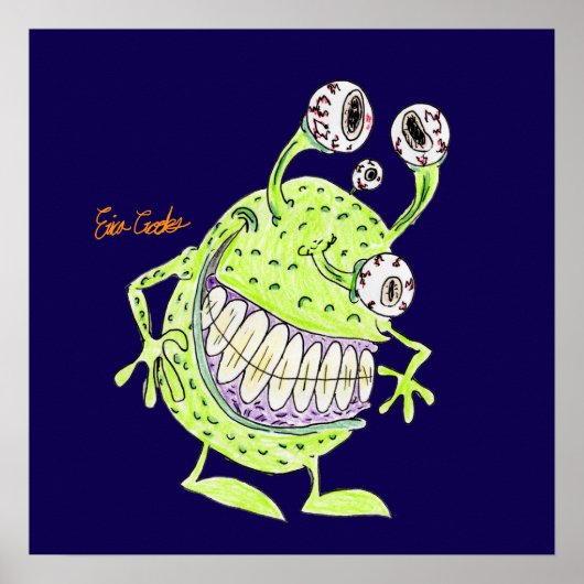 4 eyed green alien monster ポスター (正面)