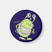 4 eyed green alien monster マグネット (正面)