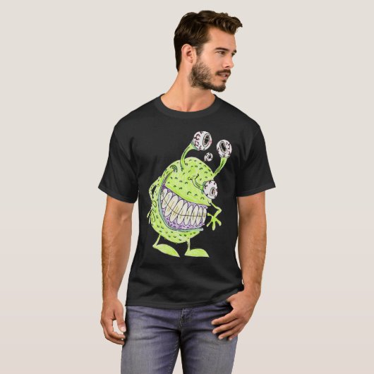 4 eyed green alien monster tシャツ (正面フル)