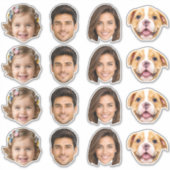 4 Face Photos Custom-Cut Vinyl Sticker シール (正面)