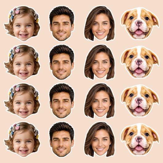 4 Face Photos Custom-Cut Vinyl Sticker シール