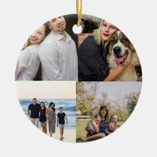 4 Family Photo Collage Custom セラミックオーナメント (正面)