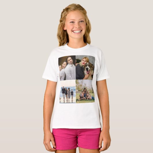  4 Family Photo Collage Custom Tシャツ (正面フル)