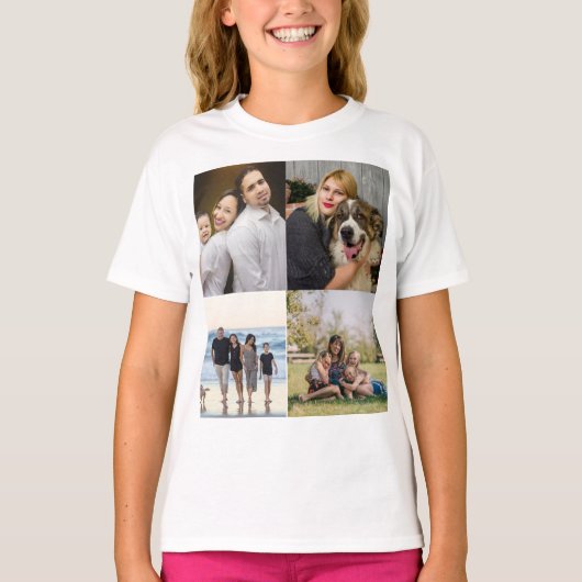  4 Family Photo Collage Custom Tシャツ (正面)