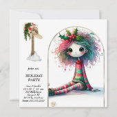 *~* 4 Fantasy Cute Sweet Woman Elf Sitting 招待状 (正面)