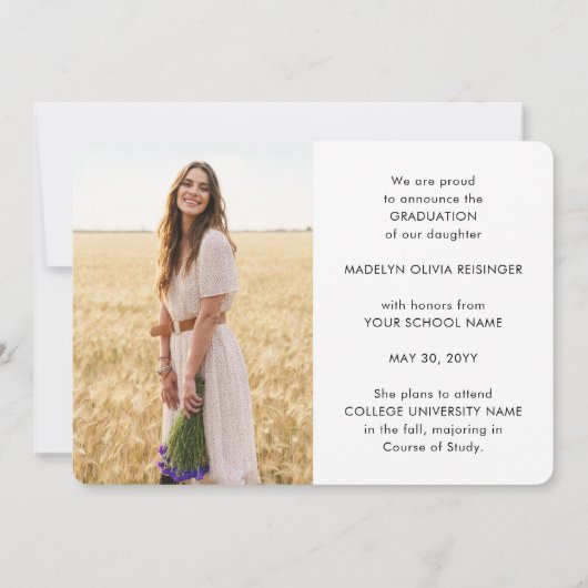 4 Graduation Photos Modern White Script Overlay 案内状 (裏面)