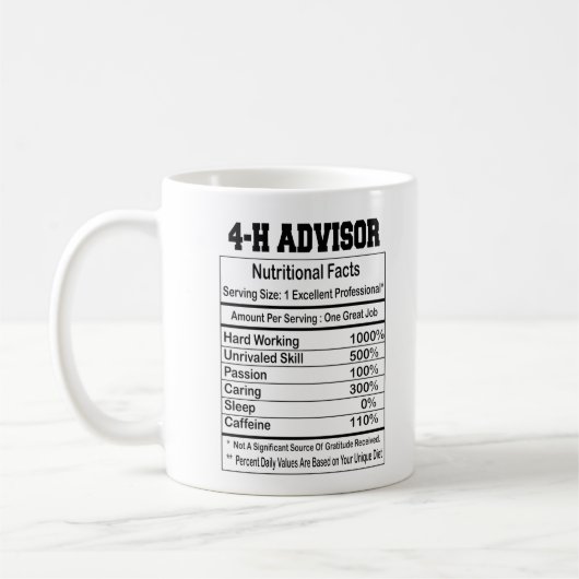 4-H Advisor Nutrition Facts 11 oz Coffee Mug コーヒーマグカップ (左)