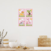 4 in 1 Sunny Safari 8 x 10インチ子供部屋アート/ポスター ポスター (キッチン)