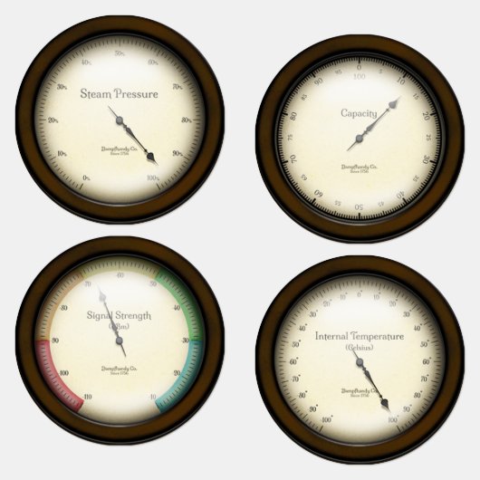 4 Industrial Meters Steampunkコスプレ&飾ズ ラベル (グループ)