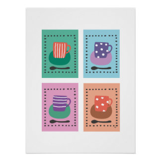 4 kopjes met rand ポスター