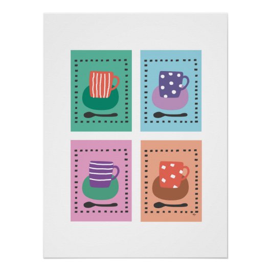4 kopjes met rand ポスター (正面)